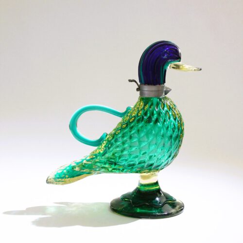 <em><b>Flavio Poli</b><br />Wine Decanter<br />Italy 1960</em> flavio poli murano glass jug duck shape for seguso vetri d'arte 1961