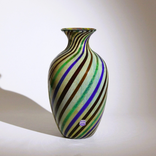 gino cenedese murano glass vase a canne 1980