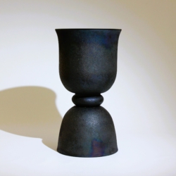 gino cenedese murano glass vase scavo black 1960