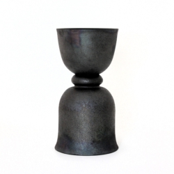 gino cenedese murano glass vase scavo black 1960