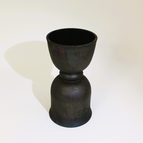 gino cenedese murano glass vase scavo black 1960