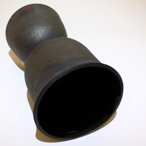 gino cenedese murano glass vase scavo black 1960