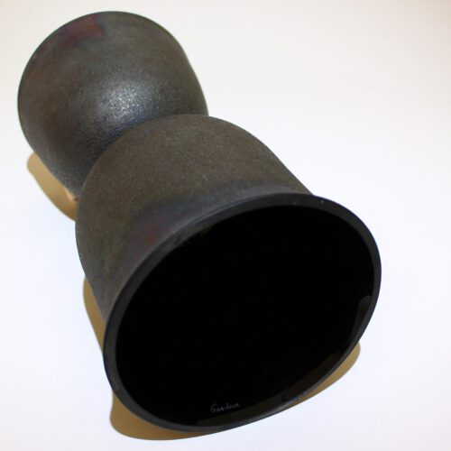 gino cenedese murano glass vase scavo black 1960