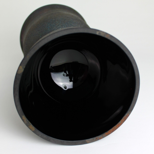 gino cenedese murano glass vase scavo black 1960