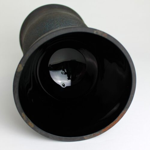 gino cenedese murano glass vase scavo black 1960