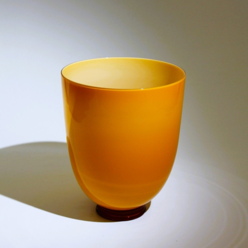 <em><b>Carlo Scarpa</b><br/>Opalino Vase<br/> Italy 1930 carlo scarpa murano glass vase incamiciato lattimo for mvm cappellin 1930 pauly lable