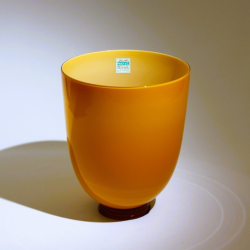 <em><b>Carlo Scarpa</b><br/>Opalino Vase<br/> Italy 1930 carlo scarpa murano glass vase incamiciato lattimo for mvm cappellin 1930 pauly lable