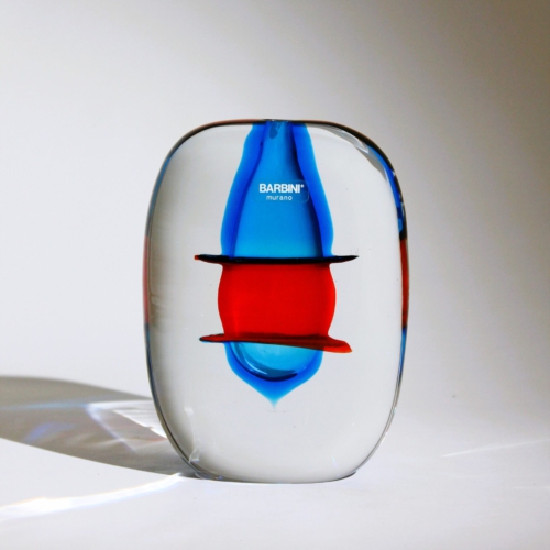 alfredo barbini murano glass vase strati rotondo sasso 1970