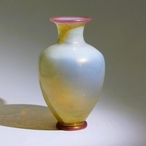 <em><b>Arte Vetraria Muranese</b><br />Opalino Oro Vase<br />Italy 1935</em>