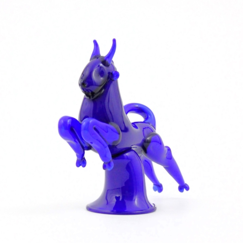 <em><b>Napoleone Martinuzzi</b><br />jumping Taurus “Blu Toro”</br>Italy 1934</em> napoleone martinuzzi venini murano glass sculpture blue jumping taurus 1934