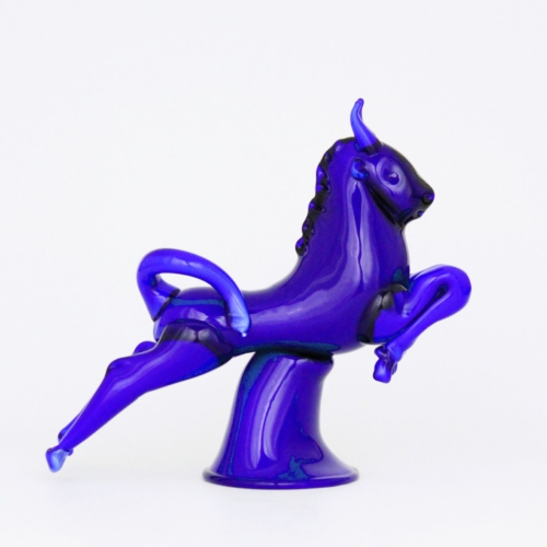 <em><b>Napoleone Martinuzzi</b><br />jumping Taurus “Blu Toro”</br>Italy 1934</em> napoleone martinuzzi venini murano glass sculpture blue jumping taurus 1934