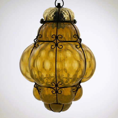 <em><b>A.S.V. Barovier Seguso Ferro</b> <br />Hanging Lamp<br />Italy 1935</em> artistica soffieria e vetreria-barovier seguso ferro murano opal glass hanging lamp 1935