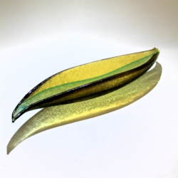 seguso vetri d arte murano glass leaf bowl corroso green yellow pauly and c