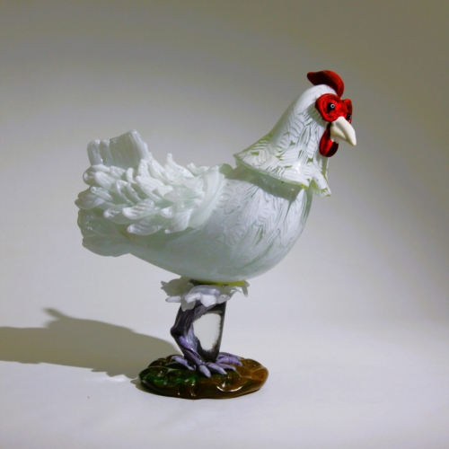 <em><b>Vittorio Ferro</b><br /> Murrine Hen<br />Italy 1992</em> vittorio ferro and toni zuccheri murano glass sculpture hen by vetreria de majo 1992