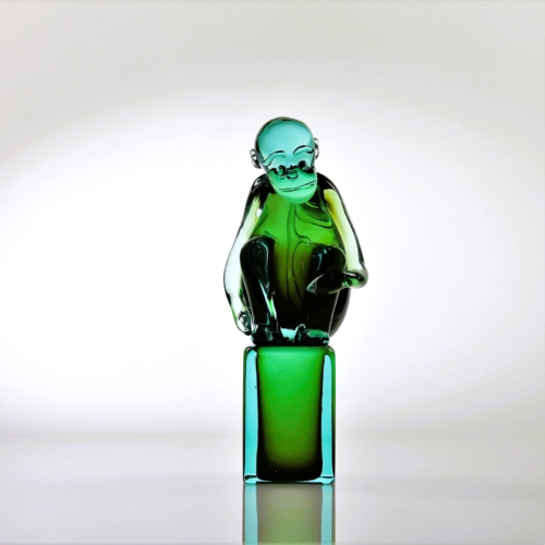 <em><b>Ermanno Nason</b><br />Green Monkey<br />Italy 1965</em> ermanno nason, antonio da ros, cenedese murano glass sculpture, green monkey