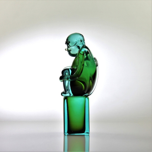 <em><b>Ermanno Nason</b><br />Green Monkey<br />Italy 1965</em> ermanno nason, antonio da ros, cenedese murano glass sculpture, green monkey