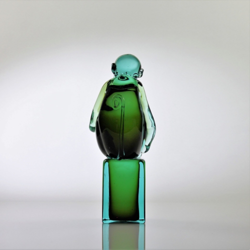 <em><b>Ermanno Nason</b><br />Green Monkey<br />Italy 1965</em> ermanno nason, antonio da ros, cenedese murano glass sculpture, green monkey