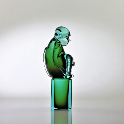 <em><b>Ermanno Nason</b><br />Green Monkey<br />Italy 1965</em> ermanno nason, antonio da ros, cenedese murano glass sculpture, green monkey