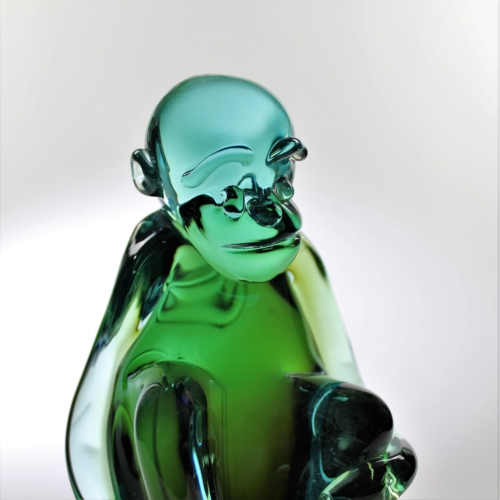 <em><b>Ermanno Nason</b><br />Green Monkey<br />Italy 1965</em> ermanno nason, antonio da ros, cenedese murano glass sculpture, green monkey