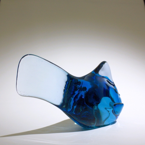 <em><b>Antonio Da Ros</b><br />blue Fish<br />Italy 1960</em> Antonio Da Ros, Neodymium Glass "Fish" Sculpture, Cenedese, Murano c. 1962