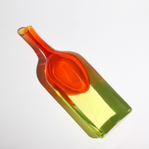 Antonio Da Ros, Uranium Glass Vase "Sasso con Corto Collo" Murano ca. 1960