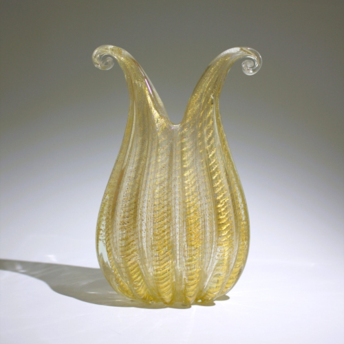 <em><b>Ercole Barovier</b><br />Cordonato Oro Vase<br />Italy 1950</em> Ercole Barovier, Glass Vase "Cordonato Oro" Murano ca. 1950