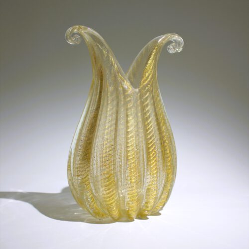 Ercole Barovier, Glass Vase, Cordonato Oro, Murano ca. 1950