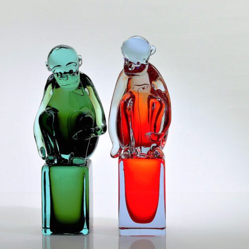 <em><b>Ermanno Nason</b><br />Two Monkeys<br />Italy 1965</em> Ermanno Nason, Glass "Two Monkeys" Sculpture Murano c. 1965