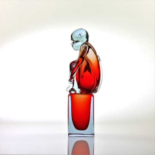 <em><b>Ermanno Nason</b><br />Red Monkey<br />Italy 1965</em> Ermanno Nason, Glass "Red Monkey" Sculpture Murano c. 1965