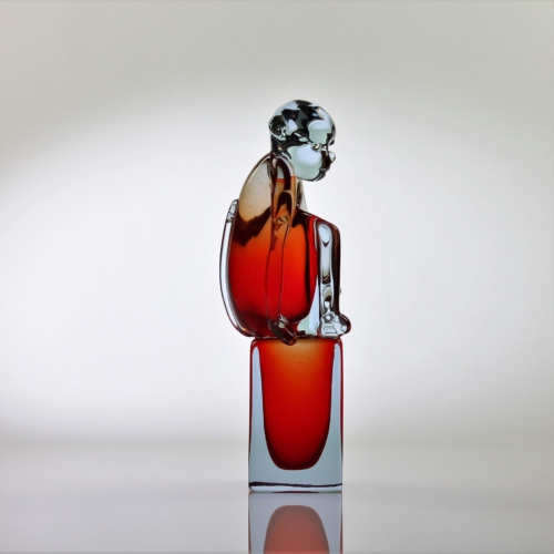 <em><b>Ermanno Nason</b><br />Red Monkey<br />Italy 1965</em> Ermanno Nason, Glass "Red Monkey" Sculpture Murano c. 1965