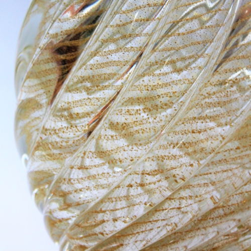 <em><b>Flavio Poli</b><br />Vase "Incrociato Oro"<br />Italy 1958</em> Flavio Poli, vase "Incrociato Oro", manufactured by Seguso Vetri d'Arte, Murano, Italy c. 1958. Colorless overlay glass, spirally ribbed body with fused, vertically ribbed gold foil.