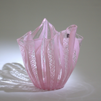 <em><b>Fulvio Bianconi</b><br />Fazzoletto<br />Italy 1970</em> fulvio bianconi, murano glass fazzoletto vase, venini, zanfirico pink, 1970