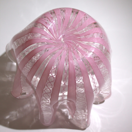 <em><b>Fulvio Bianconi</b><br />Fazzoletto<br />Italy 1970</em> fulvio bianconi, murano glass fazzoletto vase, venini, zanfirico pink, 1970