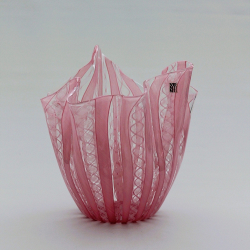 <em><b>Fulvio Bianconi</b><br />Fazzoletto<br />Italy 1970</em> fulvio bianconi, murano glass fazzoletto vase, venini, zanfirico pink, 1970
