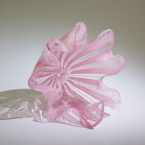 <em><b>Fulvio Bianconi</b><br />Fazzoletto<br />Italy 1970</em> fulvio bianconi, murano glass fazzoletto vase, venini, zanfirico pink, 1970