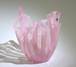 <em><b>Fulvio Bianconi</b><br />Fazzoletto<br />Italy 1970</em> fulvio bianconi, murano glass fazzoletto vase, venini, zanfirico pink, 1970